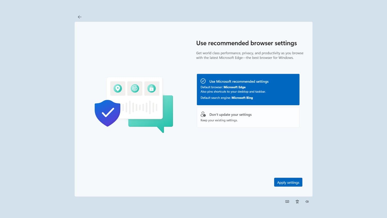 Käytä suositeltuja asetuksia: Microsoft suosittelee Edgeä ja Bingiä.